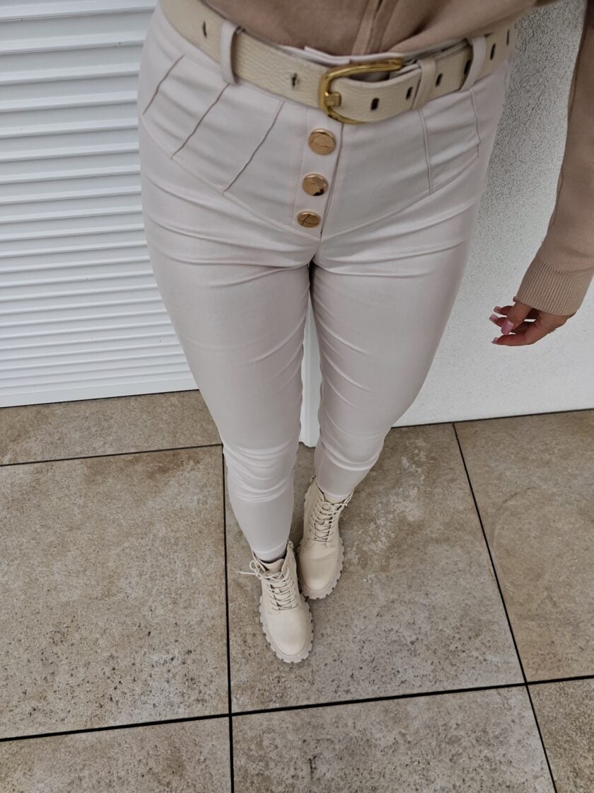 Spodnie woskowane KARL - ivory - obrazek 3