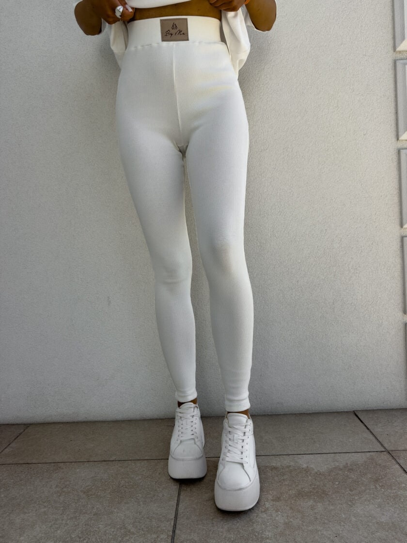 Legginsy COTTON - ecru - obrazek 5