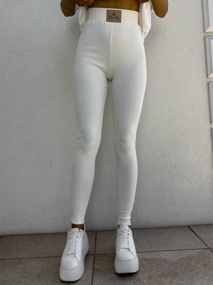 Legginsy COTTON - ecru - obrazek 3