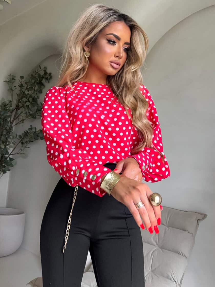 Bluzka MONICA kropeczki - czerwona - obrazek 2