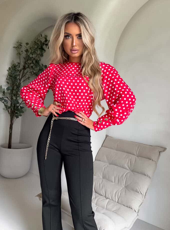 Bluzka MONICA kropeczki - czerwona
