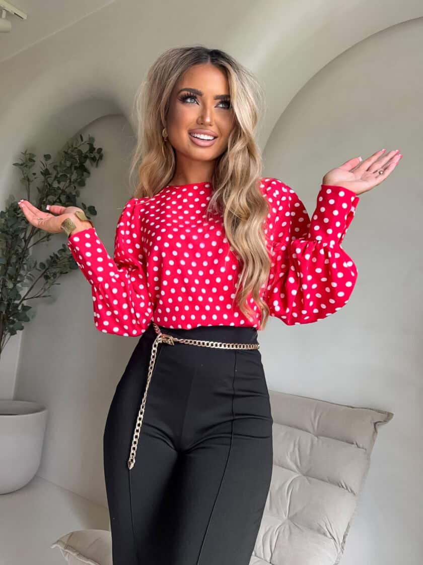 Bluzka MONICA kropeczki - czerwona - obrazek 3
