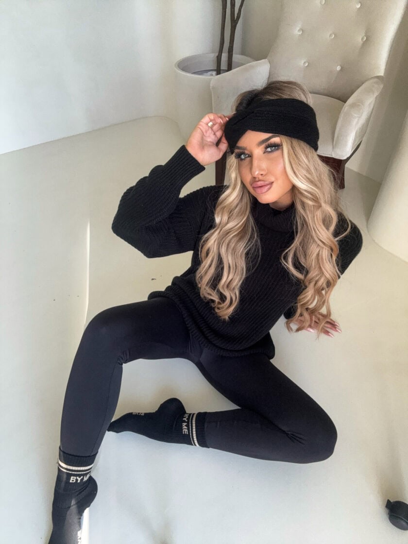 Sweter golf LAVER - czarny - obrazek 3