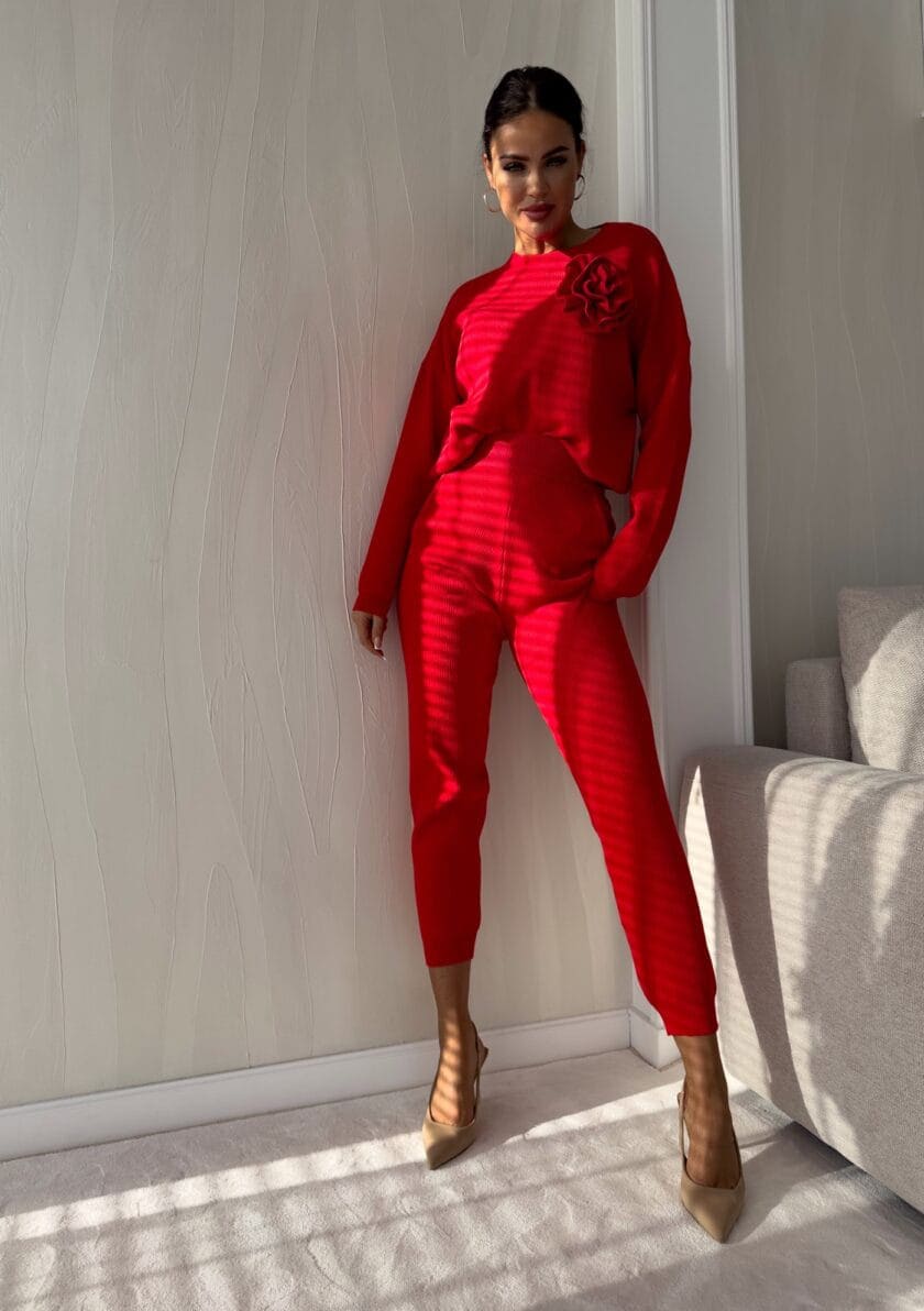 Komplet DELANI LONG – czerwony - obrazek 7