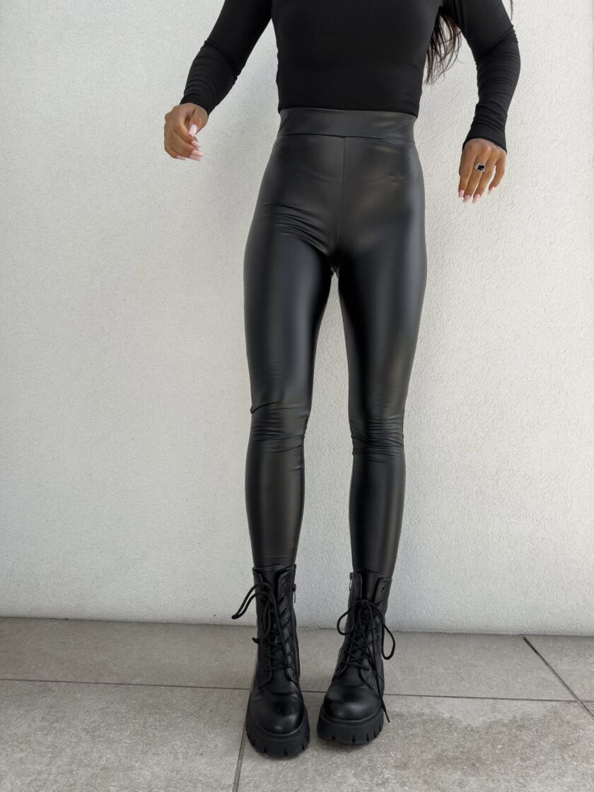 Legginsy LEATHER - czarne - obrazek 7