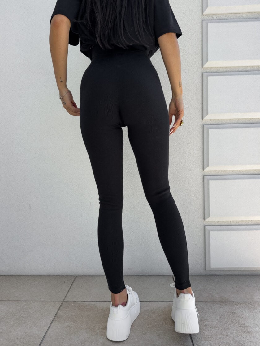 Legginsy COTTON - czarne - obrazek 3