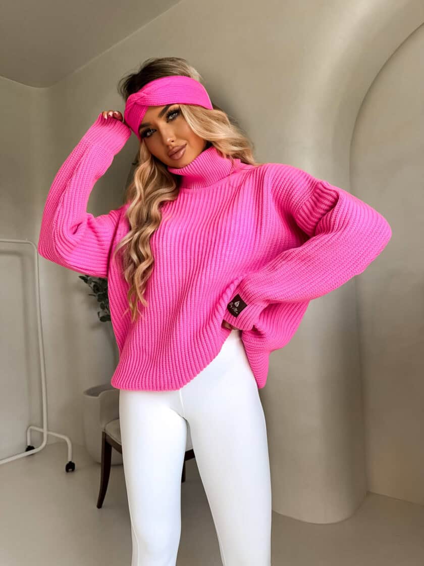 Sweter golf LAVER - barbi róż - obrazek 5