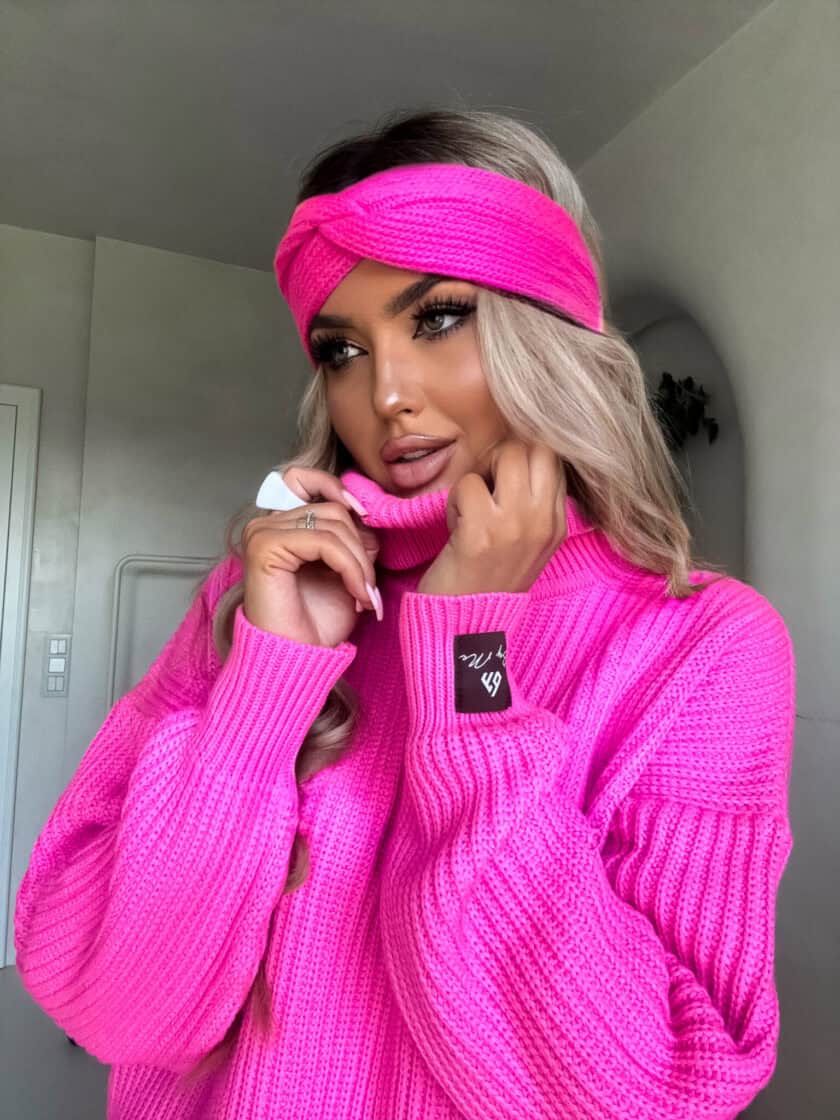 Sweter golf LAVER - barbi róż - obrazek 2