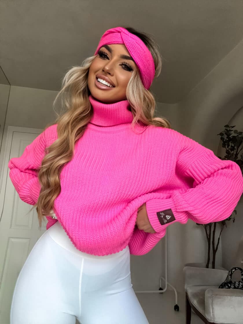 Sweter golf LAVER - barbi róż - obrazek 3
