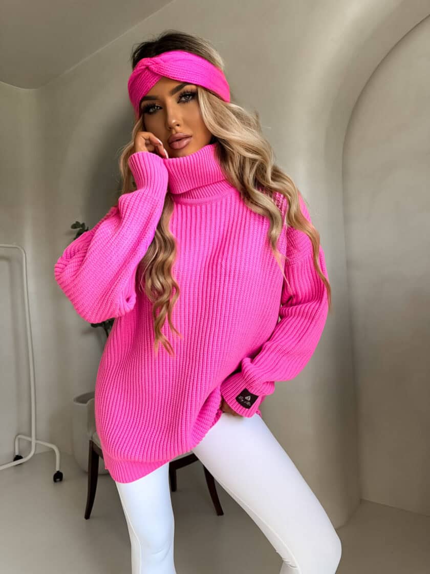 Sweter golf LAVER - barbi róż