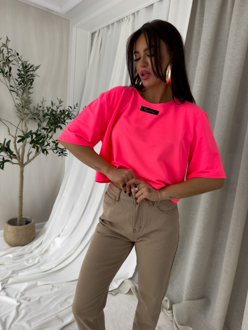T-shirt pudełkowy MINIMAL - neon cukierkowy - obrazek 5