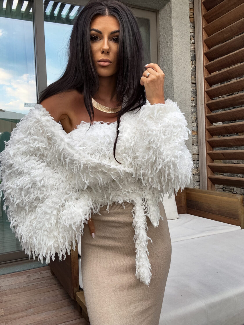 Bluzka KAIRA pióra – ecru - obrazek 3