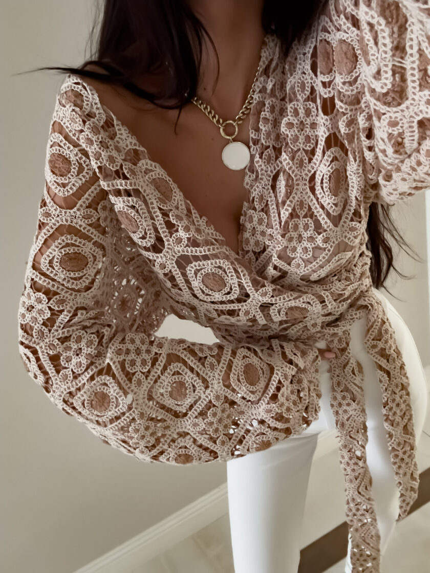 Kimono AŻUROWE - brudny róż - obrazek 14