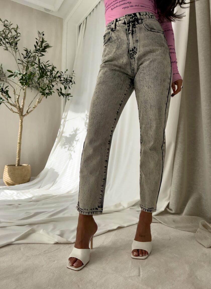 Jeansy MOM FIT DEK – szare - obrazek 6