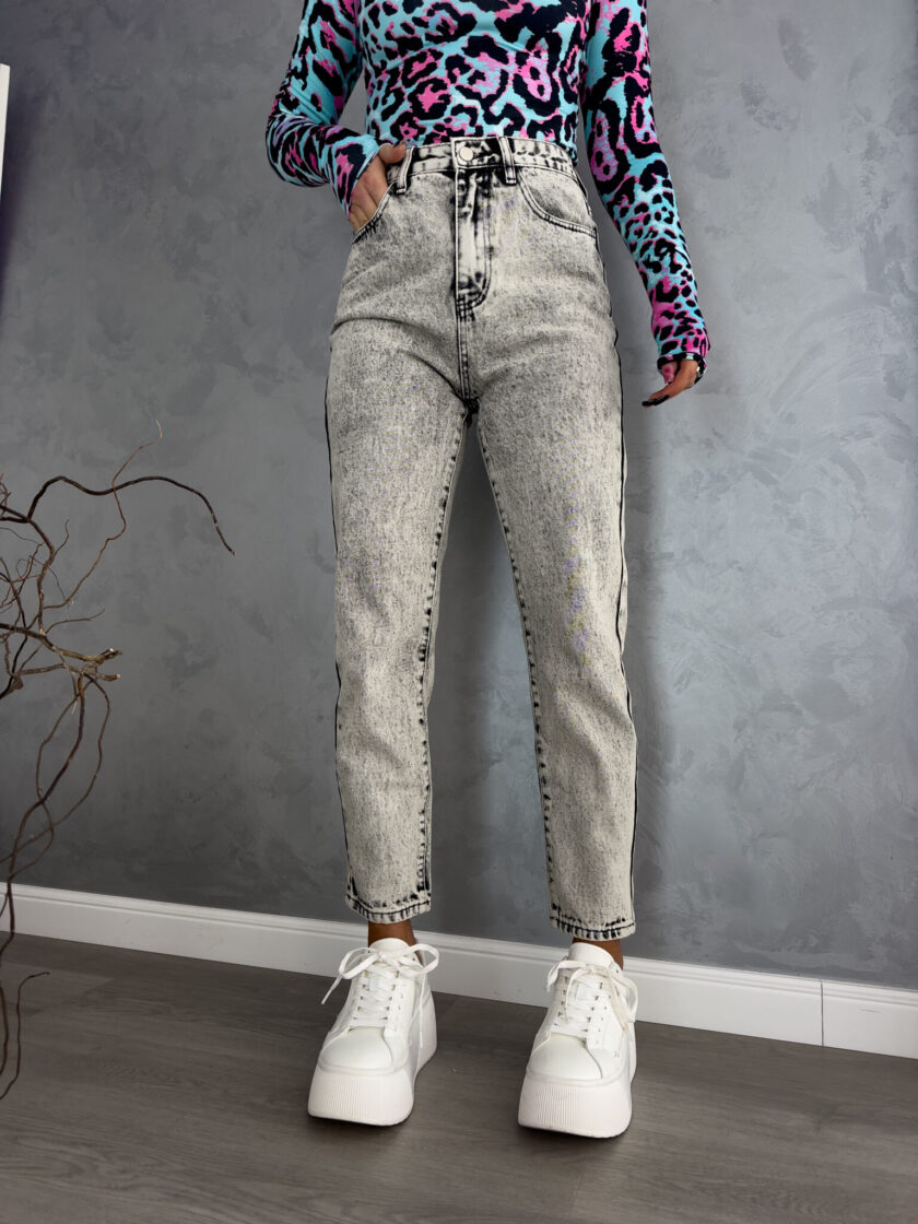 Jeansy MOM FIT DEK – szare - obrazek 12