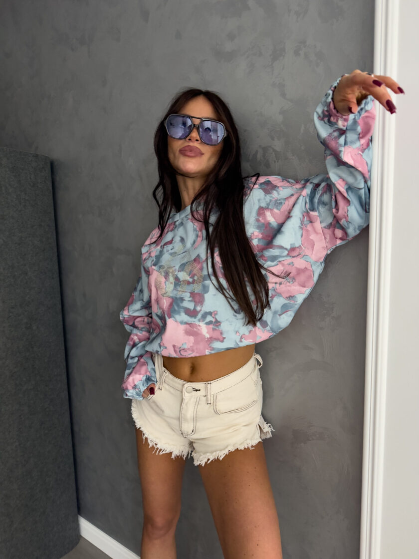 Bluza ANGEL cekiny - niebiesko-pudrowa - obrazek 6