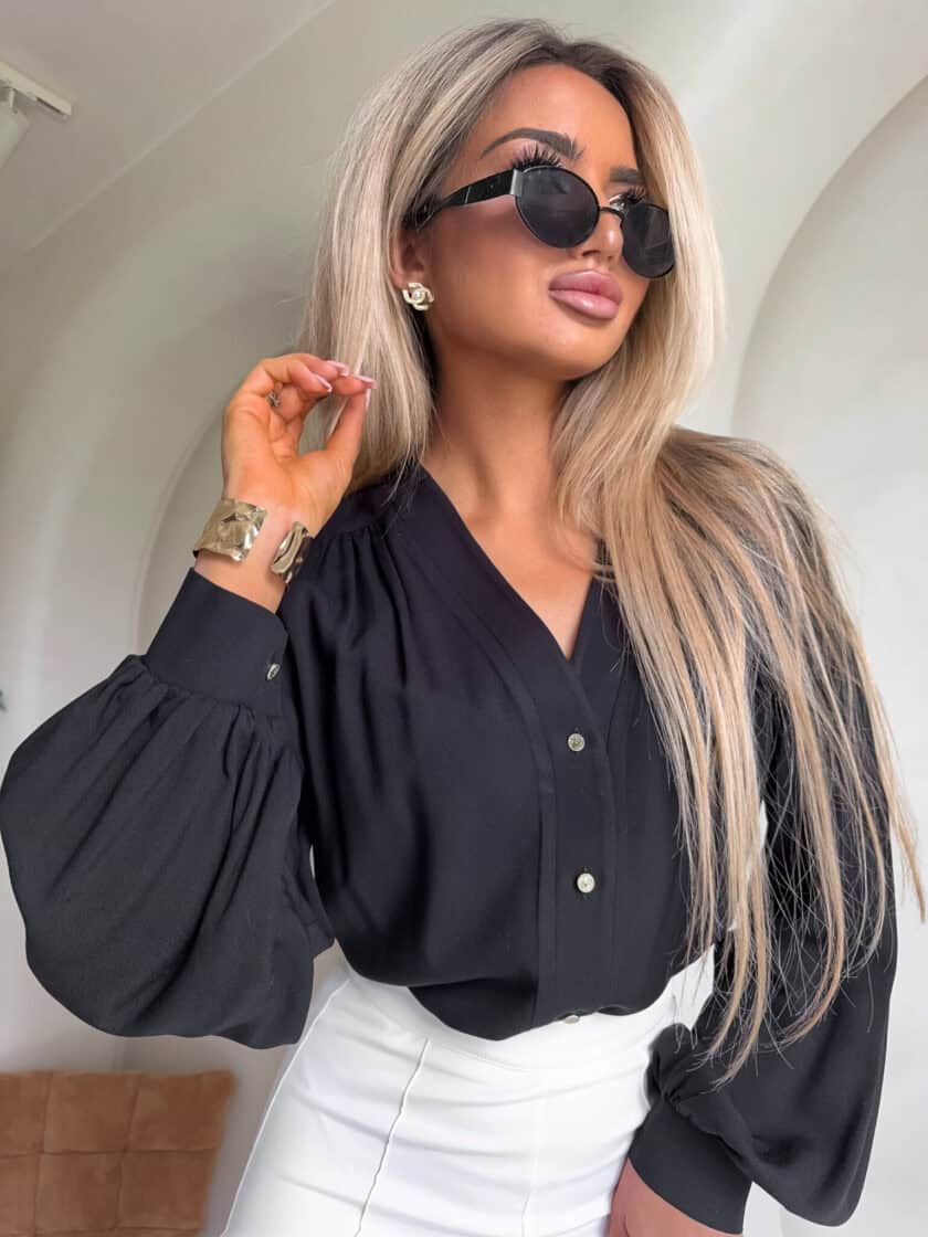 Koszula RUFFLES – czarna - obrazek 3