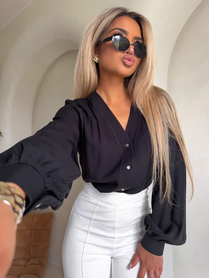 Koszula RUFFLES – czarna - obrazek 4