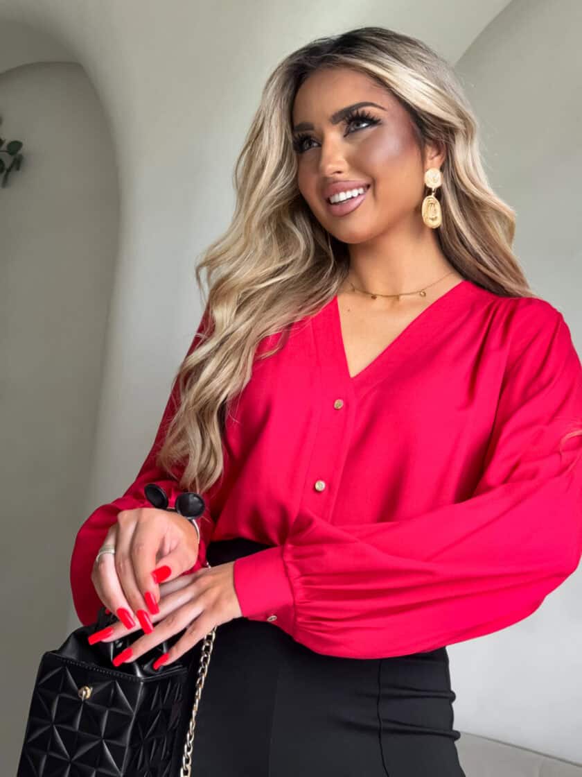 Koszula RUFFLES – czerwona - obrazek 2