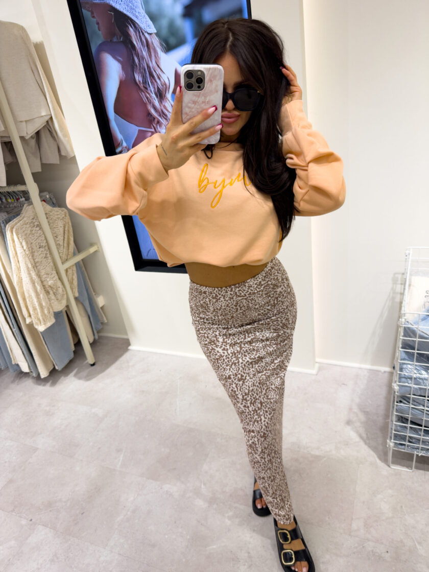 Bluza dresowa LOGO  – morelowa