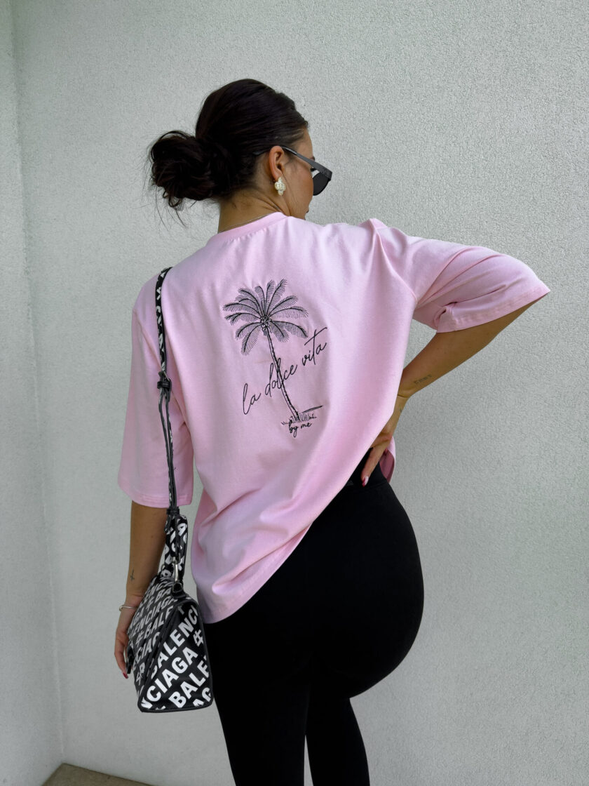 T-shirt PALMS – jasny róż - obrazek 7
