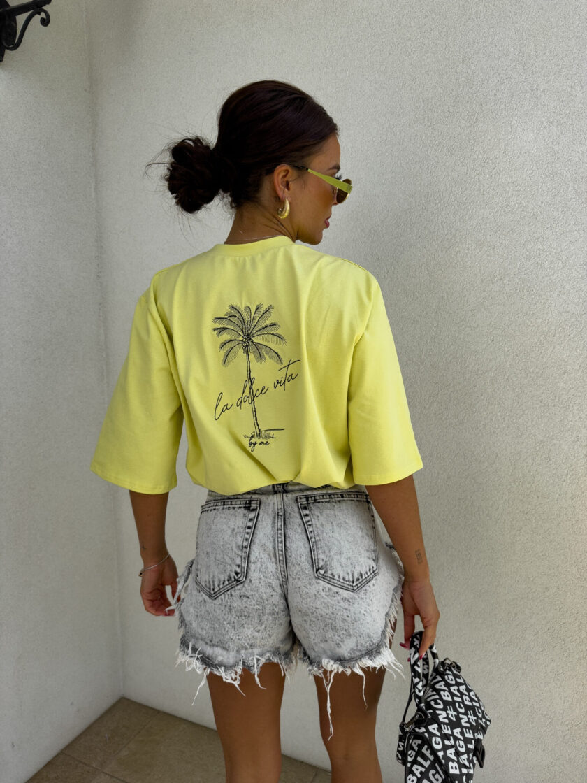 T-shirt PALMS – cytrynowy