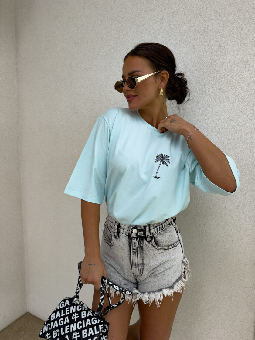 T-shirt PALMS – błekitny - obrazek 3