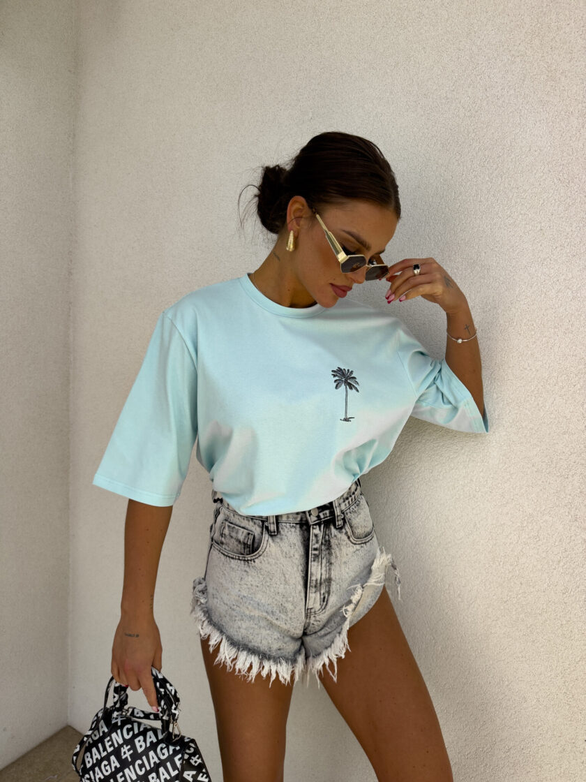 T-shirt PALMS – błekitny - obrazek 2