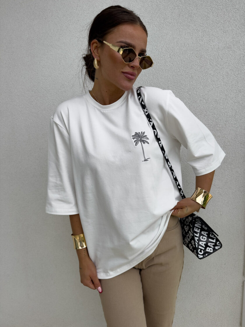 T-shirt PALMS – ecru - obrazek 2