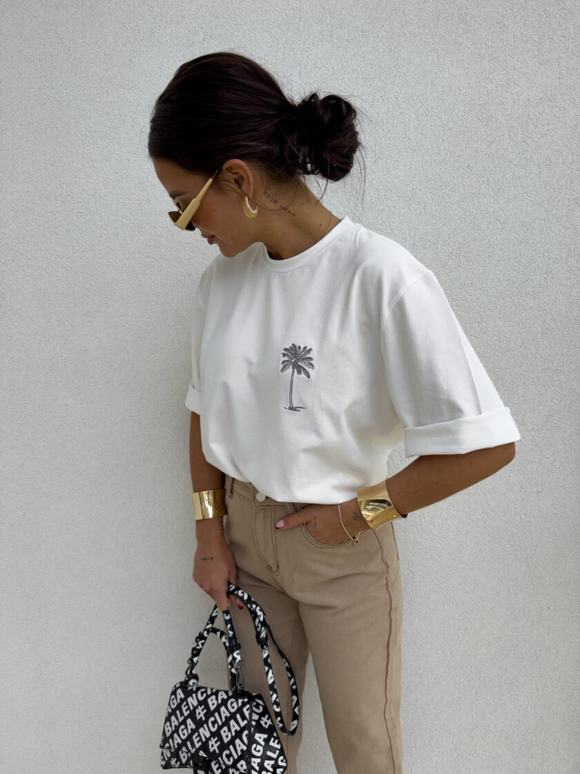 T-shirt PALMS – ecru - obrazek 3