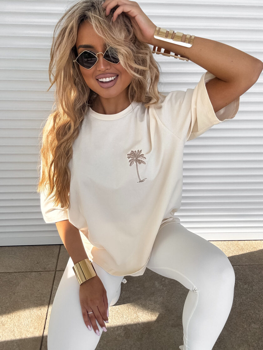 T-shirt PALMS – kokosowy - obrazek 2
