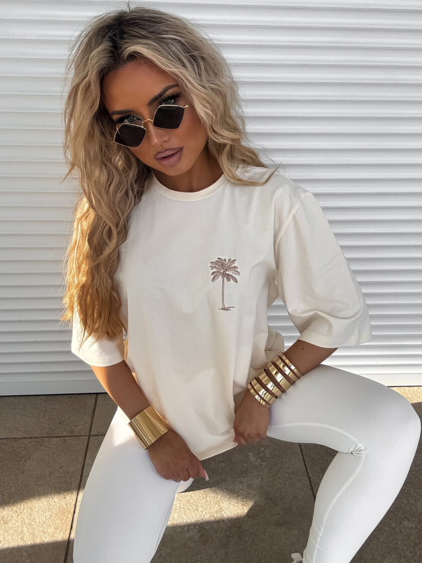 T-shirt PALMS – kokosowy - obrazek 3
