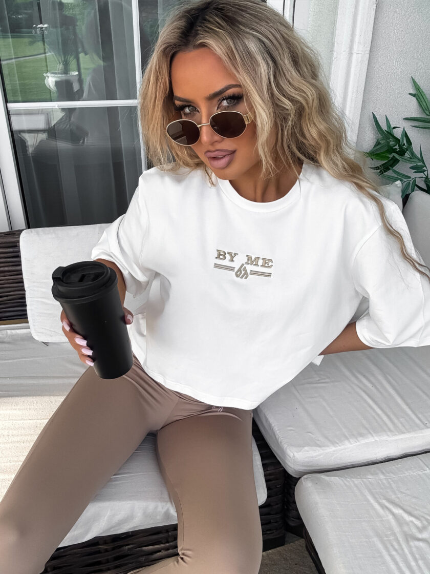 T-shirt pudełkowy BOSSY - ecru - obrazek 6