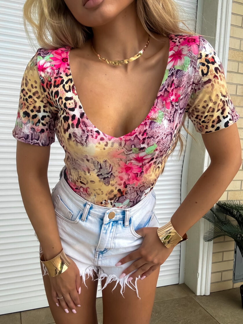 Bluzka UNIQUE print pantera - multicolor - obrazek 4
