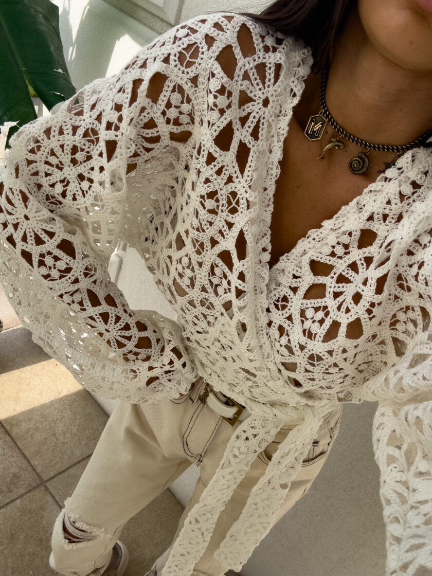 Kimono AŻUROWE NEW koła - ecru - obrazek 4