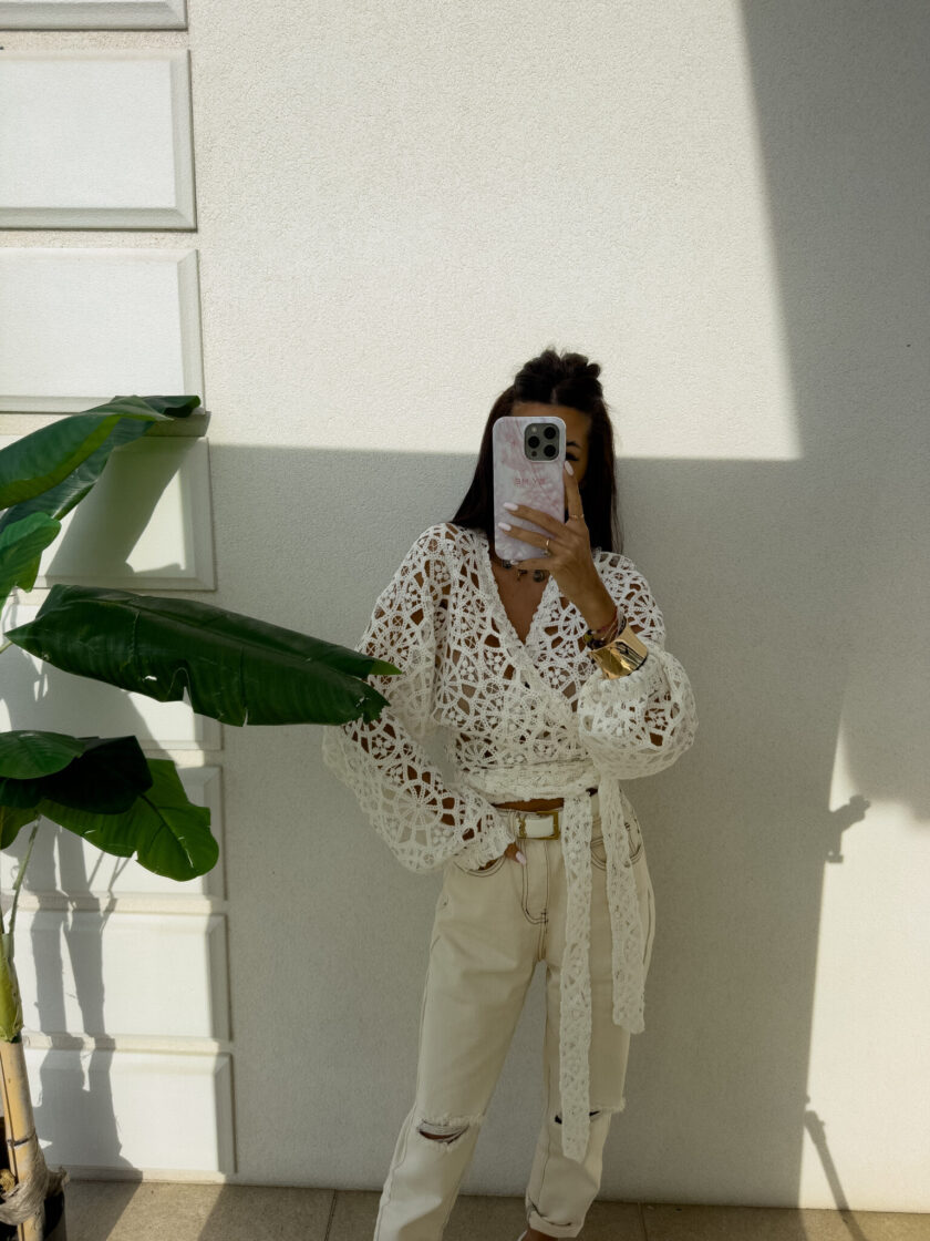 Kimono AŻUROWE NEW koła - ecru - obrazek 5