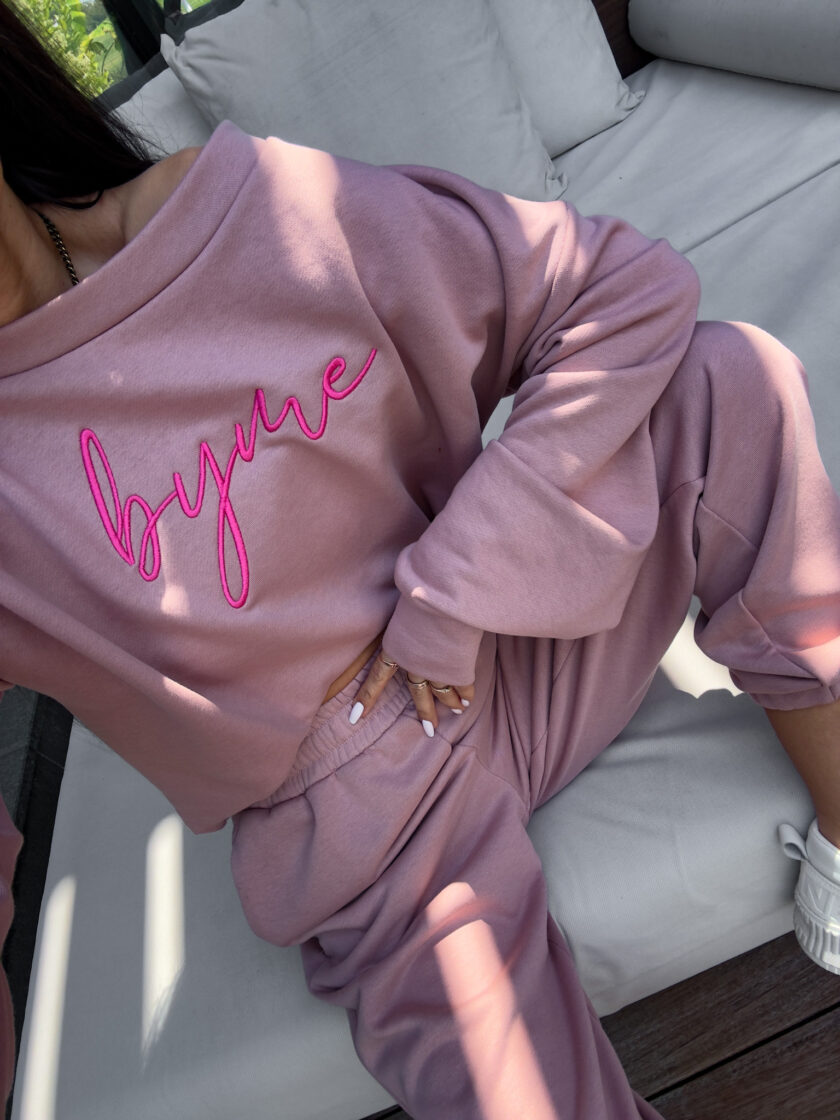 Bluza dresowa LOGO  – brudny róż