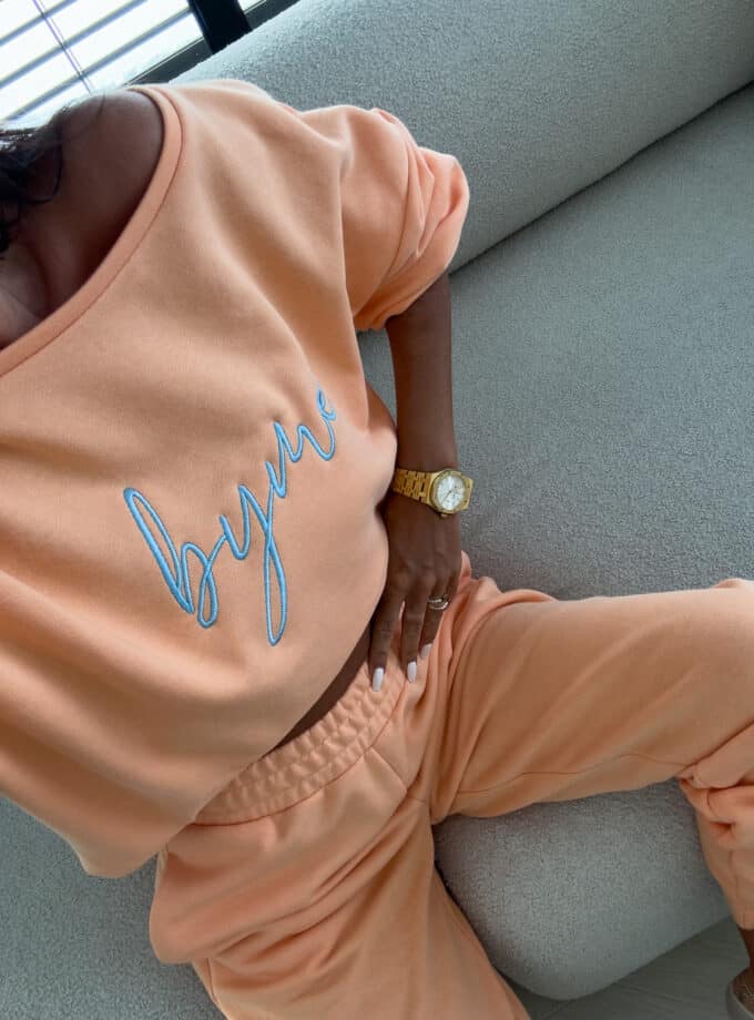 Bluza dresowa LOGO  – morelowa