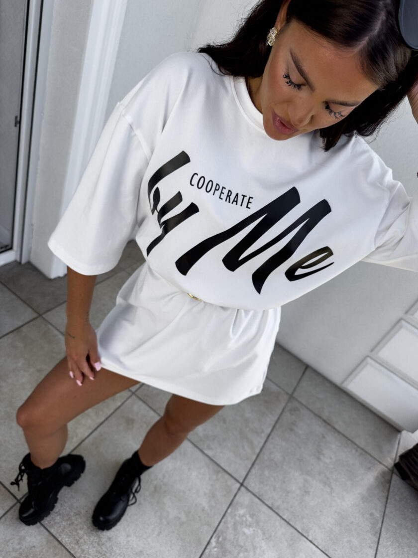 Tuniko sukienka t-shirt COLA - ecru - obrazek 3