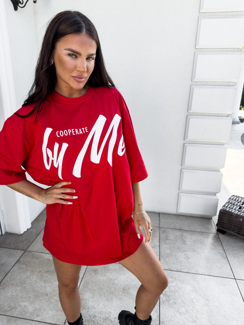 Tuniko sukienka t-shirt COLA - czerwona - obrazek 12