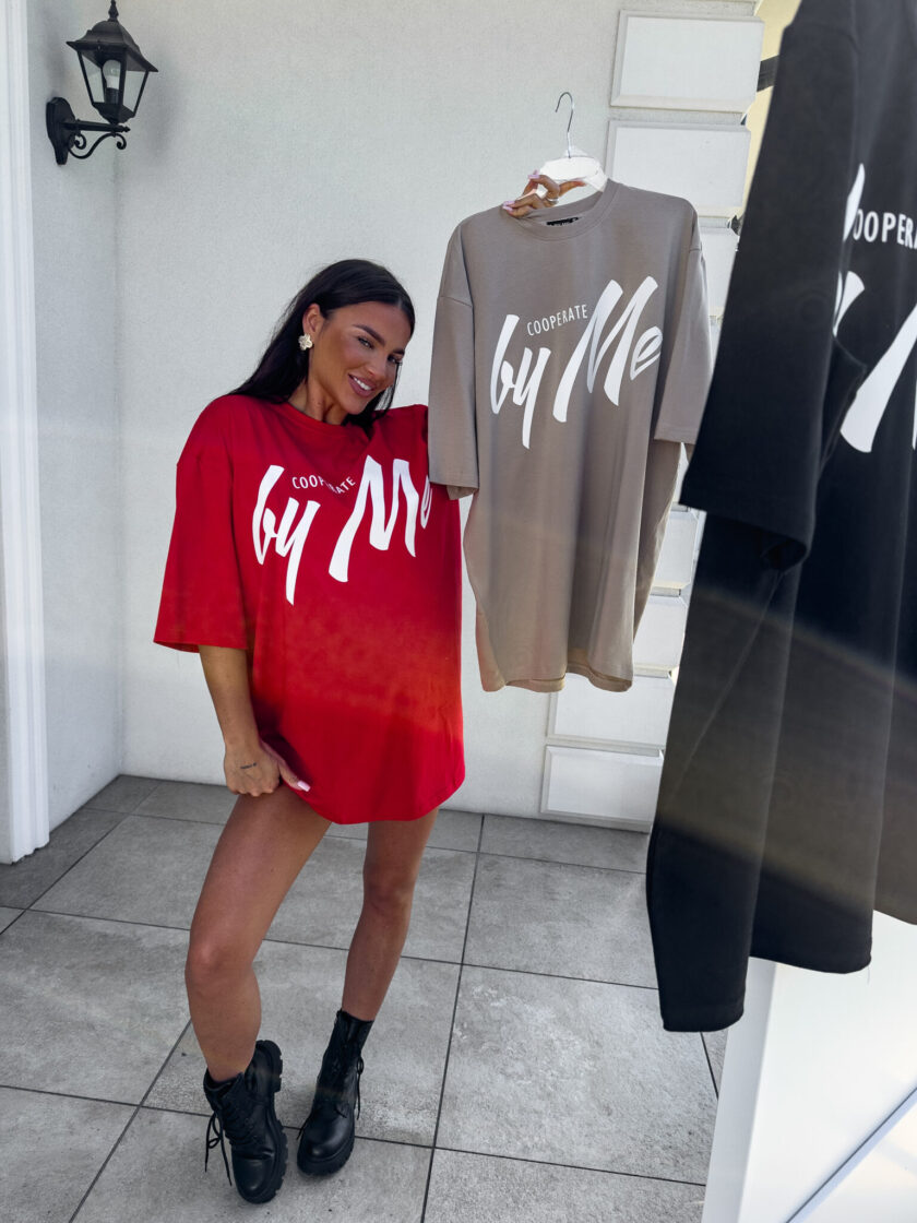 Tuniko sukienka t-shirt COLA - czerwona - obrazek 2