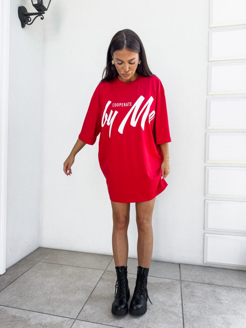 Tuniko sukienka t-shirt COLA - czerwona