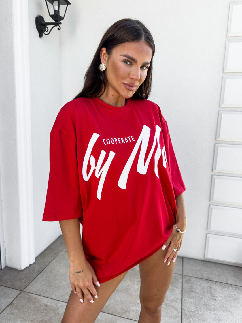 Tuniko sukienka t-shirt COLA - czerwona - obrazek 3
