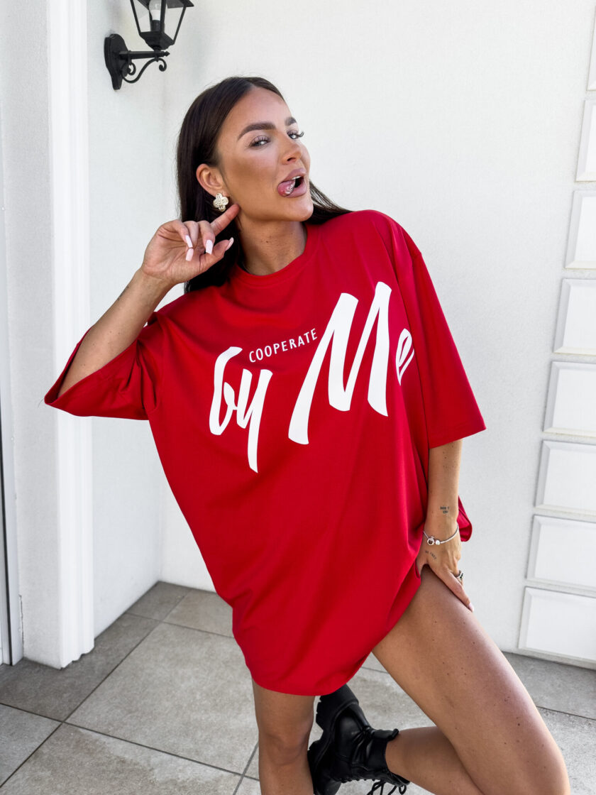 Tuniko sukienka t-shirt COLA - czerwona - obrazek 5