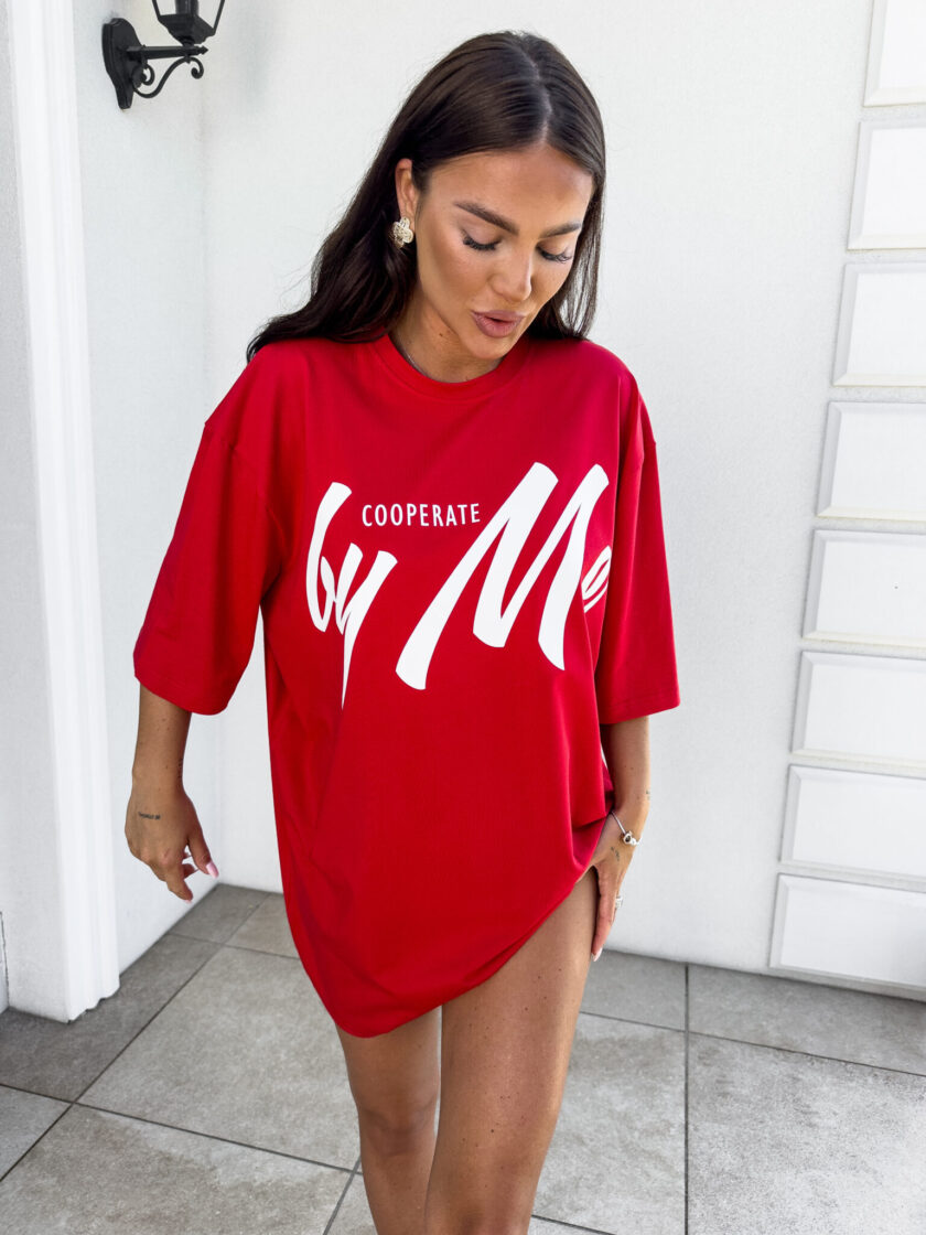 Tuniko sukienka t-shirt COLA - czerwona - obrazek 9