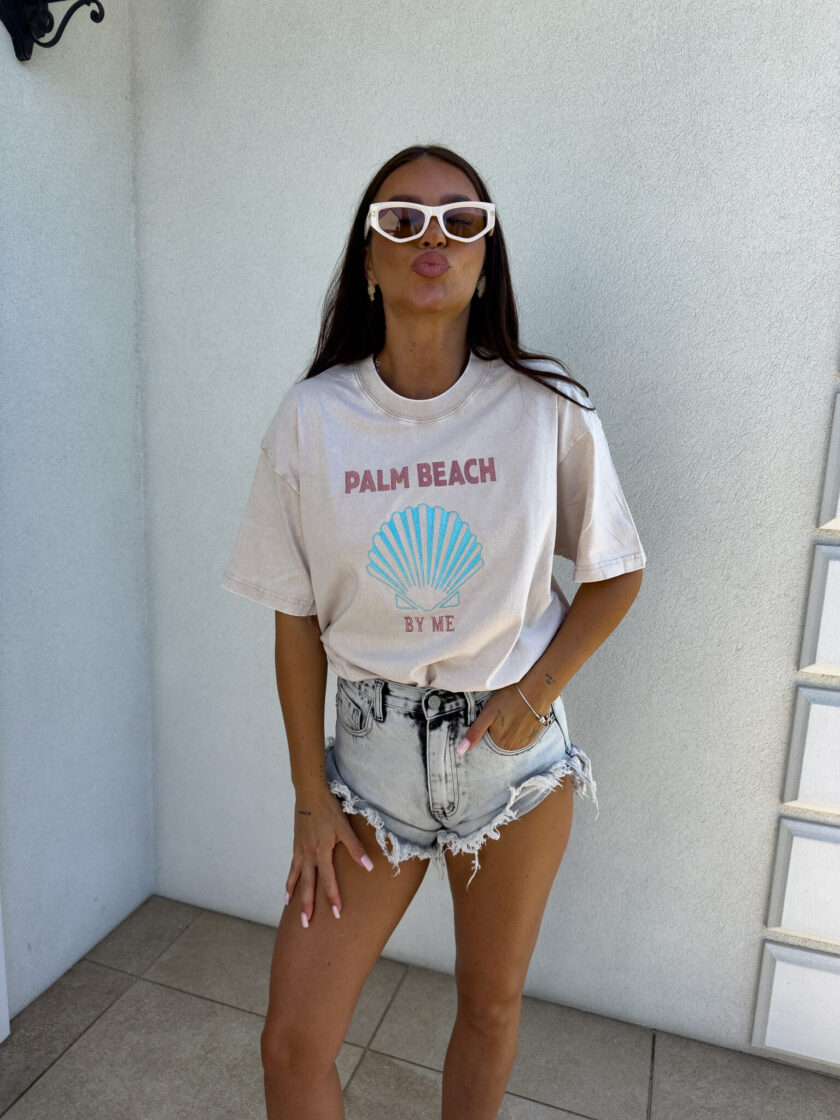 T-shirt SHELL - jasny beż - obrazek 4