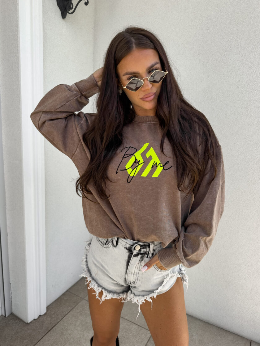 Dekatyzowana bluza MONETTE - ciemny beż - obrazek 10