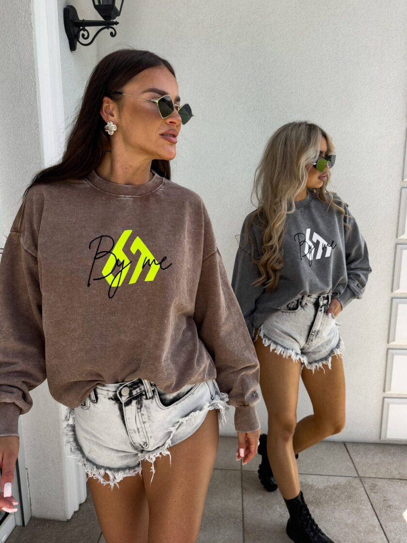 Dekatyzowana bluza MONETTE - ciemny beż - obrazek 13
