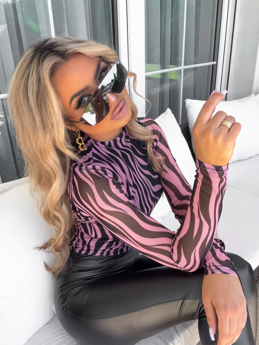 Bluzka SKIN transparent zebra – czarno-różowa - obrazek 3