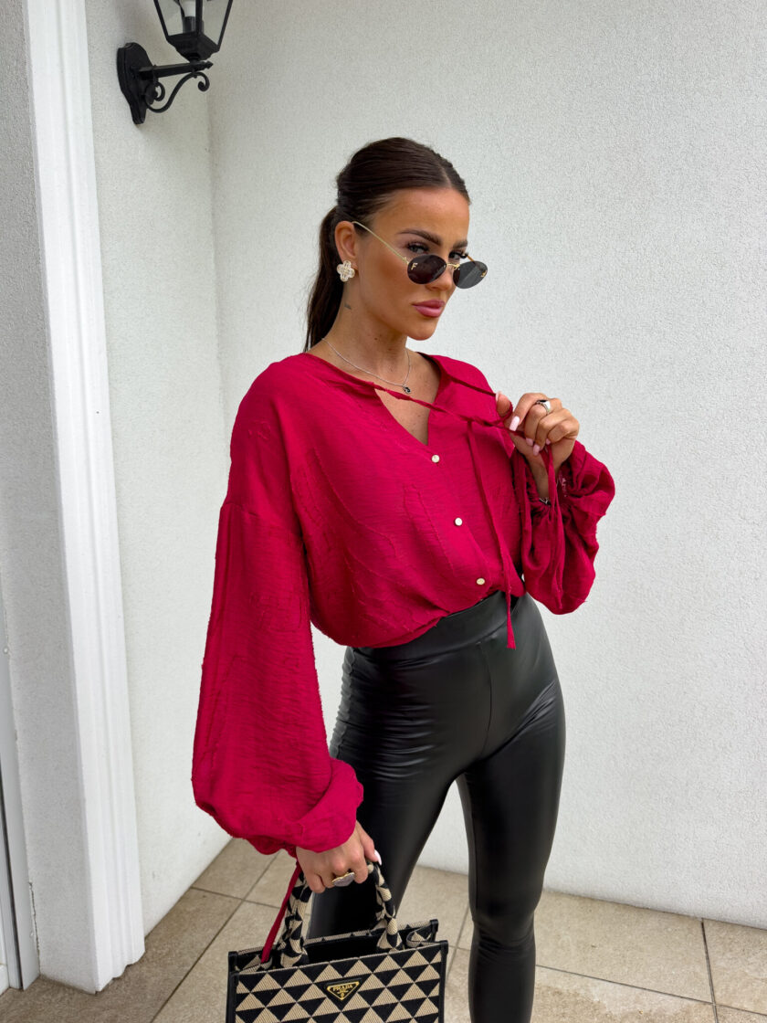 Bluzka BOHO wiskoza - czerwona